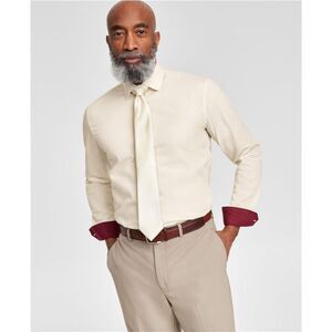 Tayion Collection Mens Creme Button Down Dress Shirt, , 15-15.5 Neck, DM